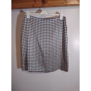 Banana Republic Women's 12 Silk Skirt Black White Career Wear Fashion